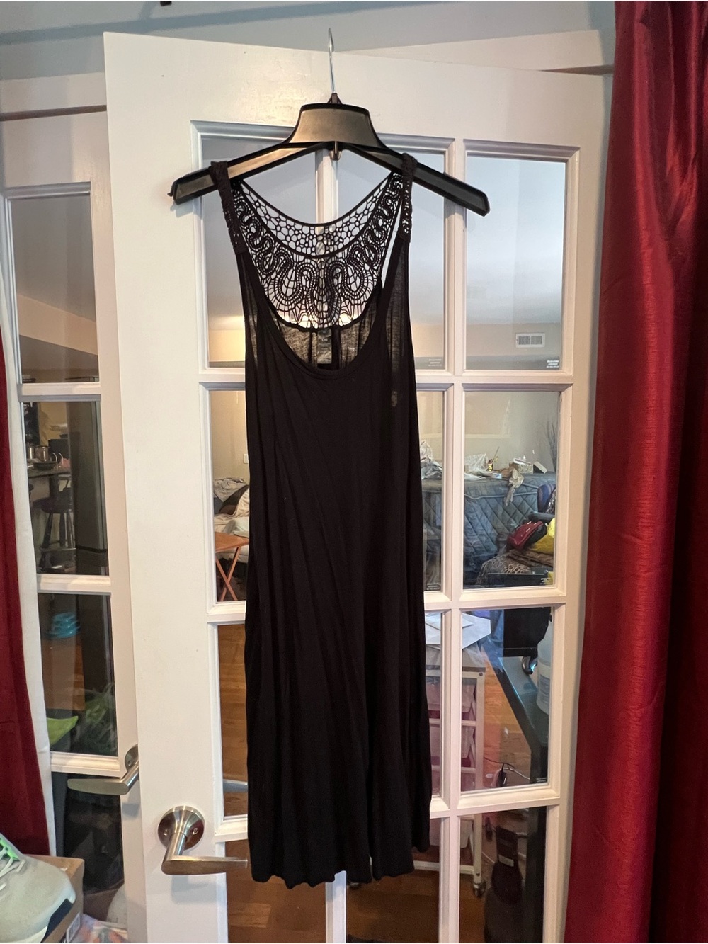 George Black Sleeveless Midi Dress with Crochet Back
